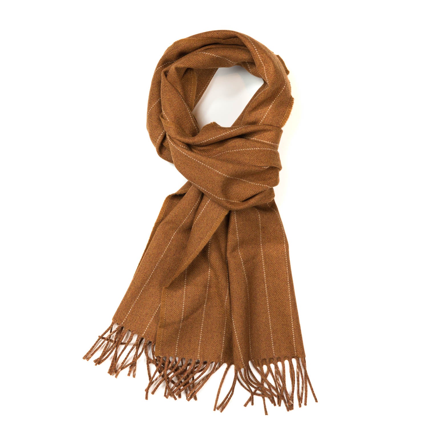 Vicuna-colored Scarf "Fox Pin-Stripe" made from Cashmere and Merino Wool